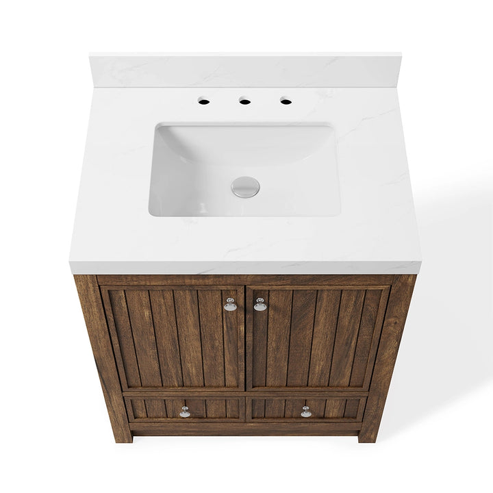 Brown 30 inch bathroom freestanding vanities top sink view