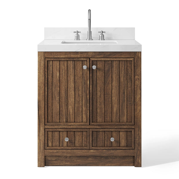 Brown 30 inch bathroom freestanding vanities with white top