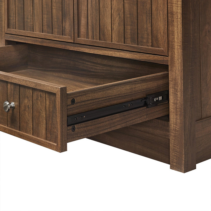 Brown 36 inch bathroom freestanding vanity drawer slide detail