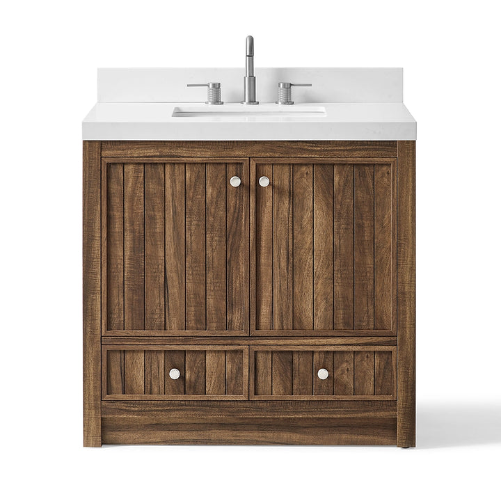 Brown 36 inch bathroom freestanding vanity front view