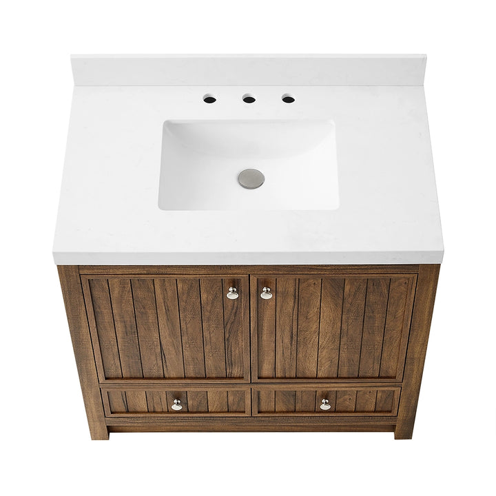 Brown 36 inch bathroom freestanding vanity top sink view