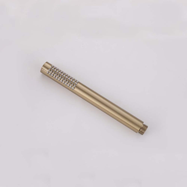 Brushed gold handheld shower head with round nozzle design