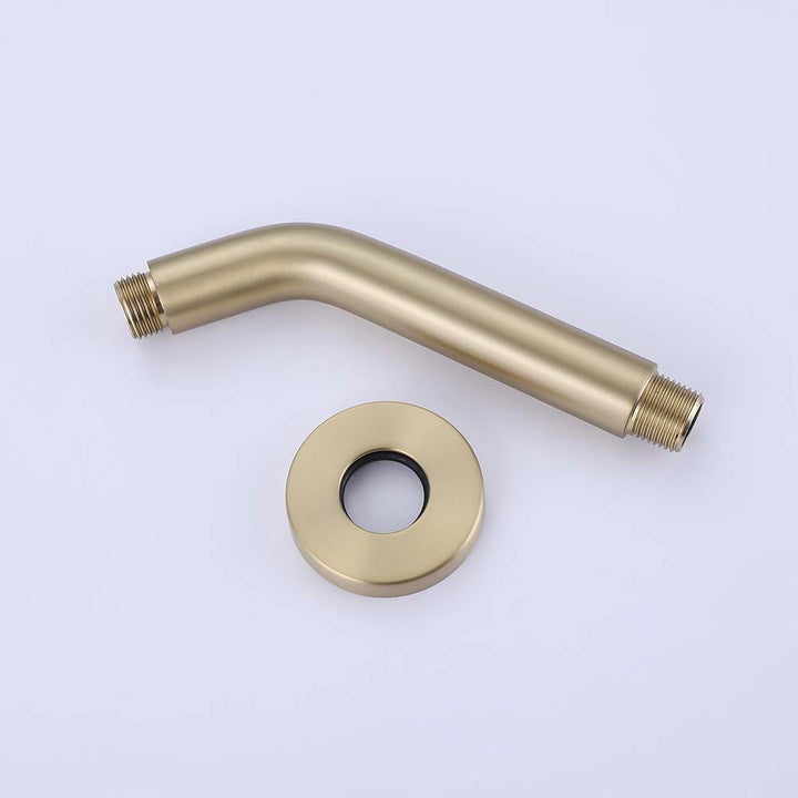 Brushed gold shower system elbow with flange