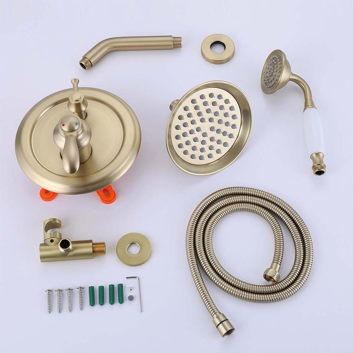 Brushed gold shower system parts kit