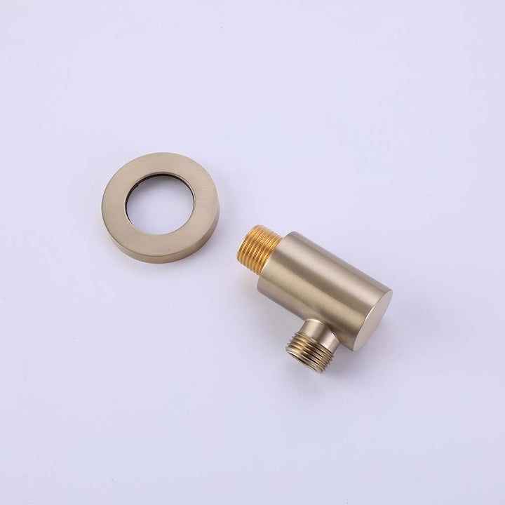 Brushed gold wall elbow connector for modern shower system