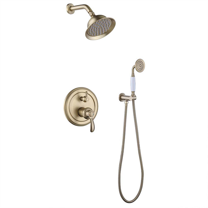 Brushed gold shower system white