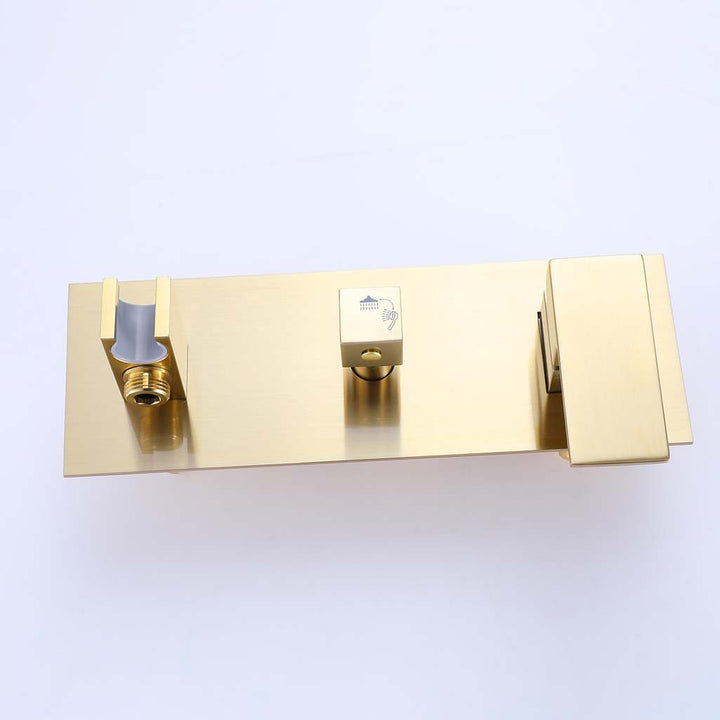 Brushed gold shower valve mixer with square diverter control and brass construction