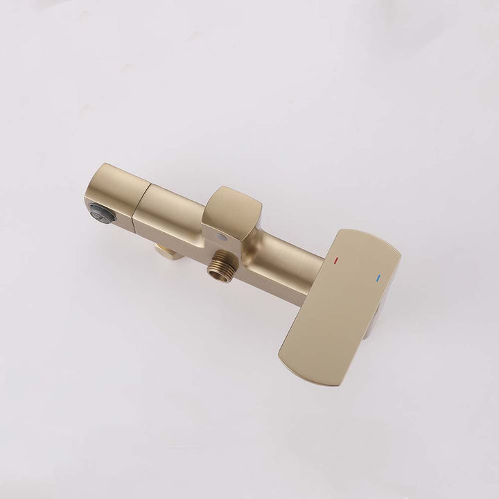 Brushed gold shower valve mixer with temperature control
