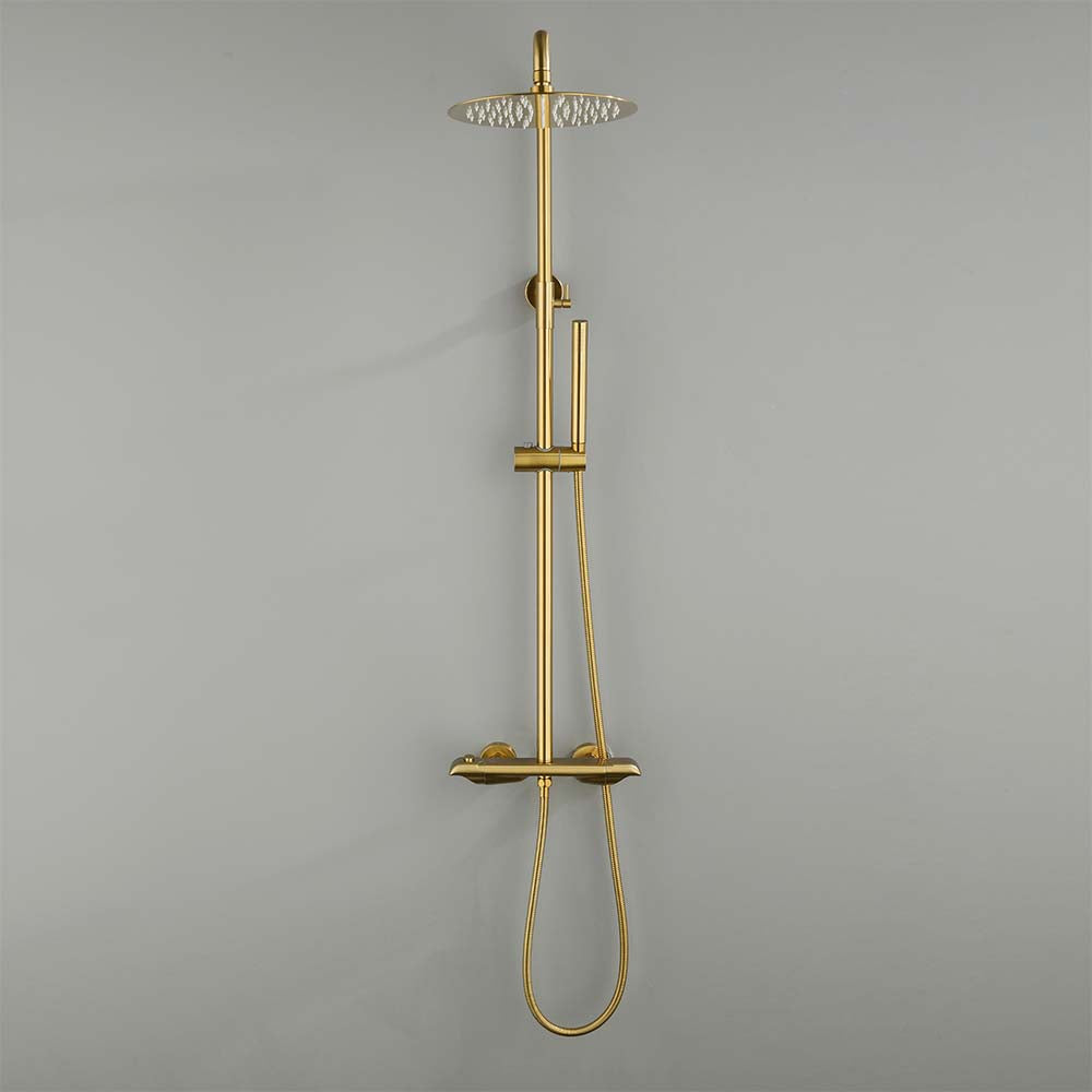 Brushed Gold Luxury Thermostatic Modland Complete Shower System