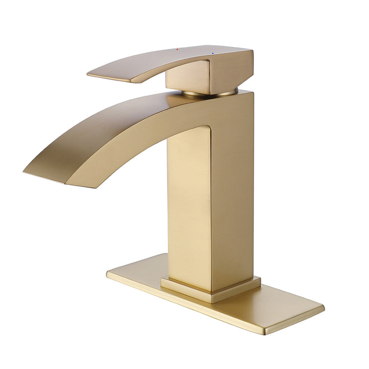 Brushed gold waterfall bathroom faucet