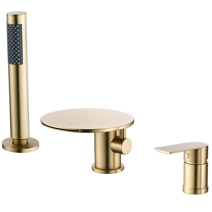 Brushed gold waterfall bathtub faucet set