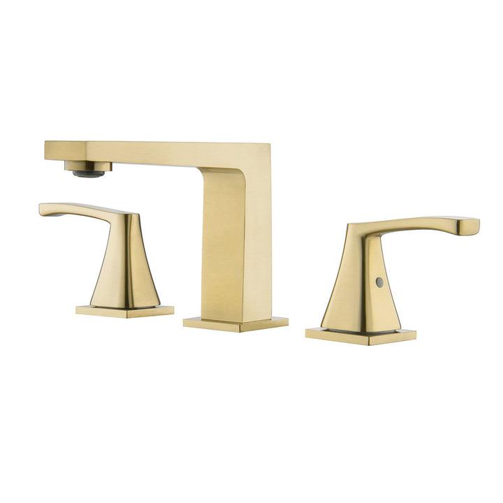 Brushed gold widespread bathroom faucet