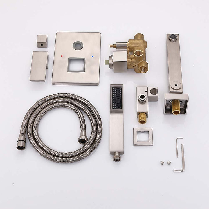 Brushed nickel bathtub faucet kit with all components included