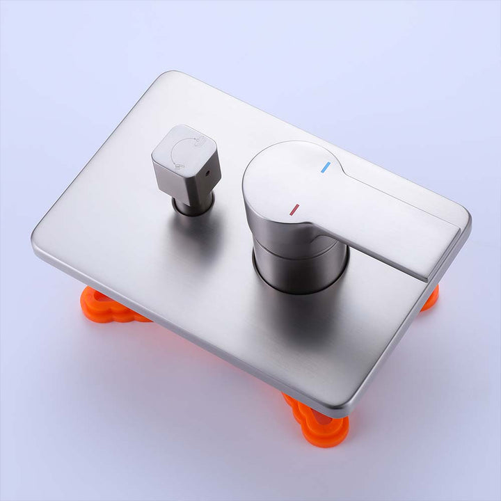 Brushed nickel mixer valve with diverter for modern shower system