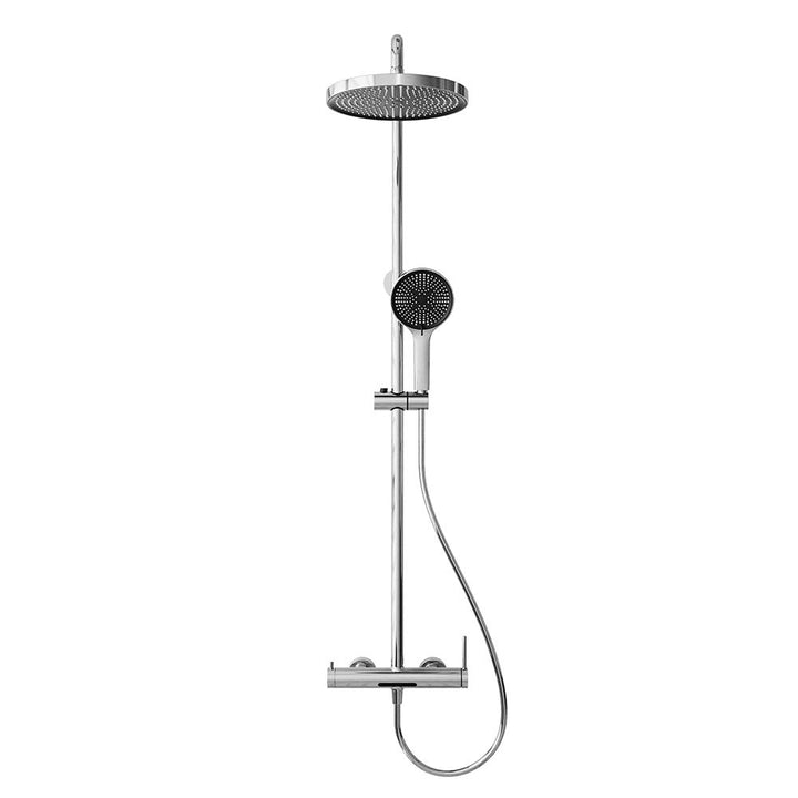 Chrome shower system with rainfall showerhead and handheld sprayer