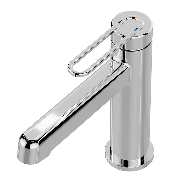 Chrome single hole bathroom faucet with modern loop handle