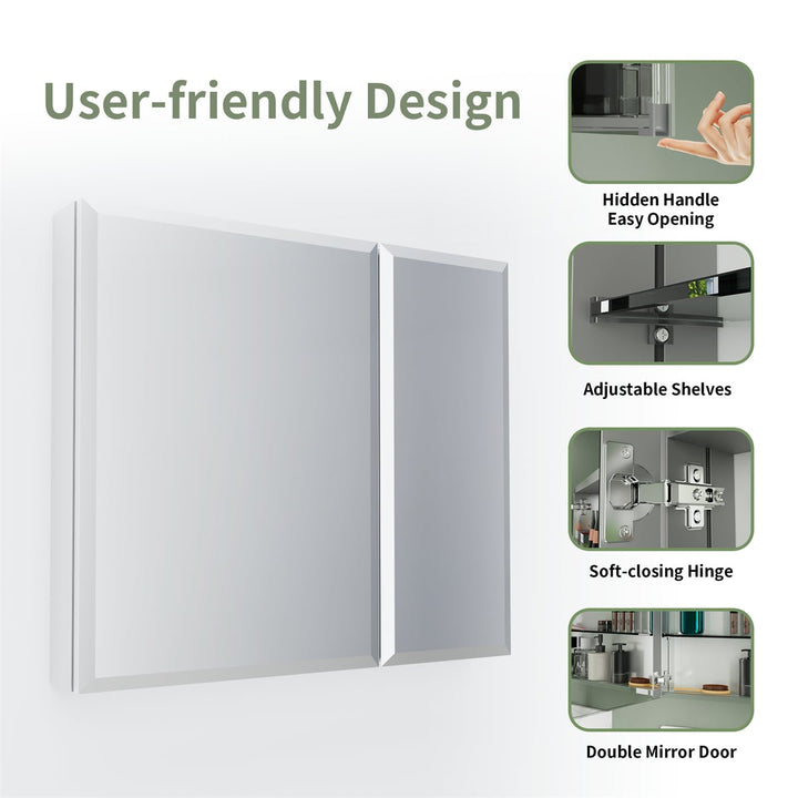 Classic 30" W x 26" H Medicine cabinet with Mirror For Bathroom - Modland