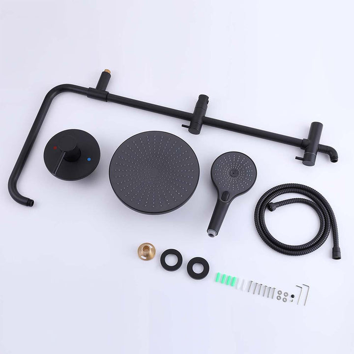 Complete Matte Black shower set components
