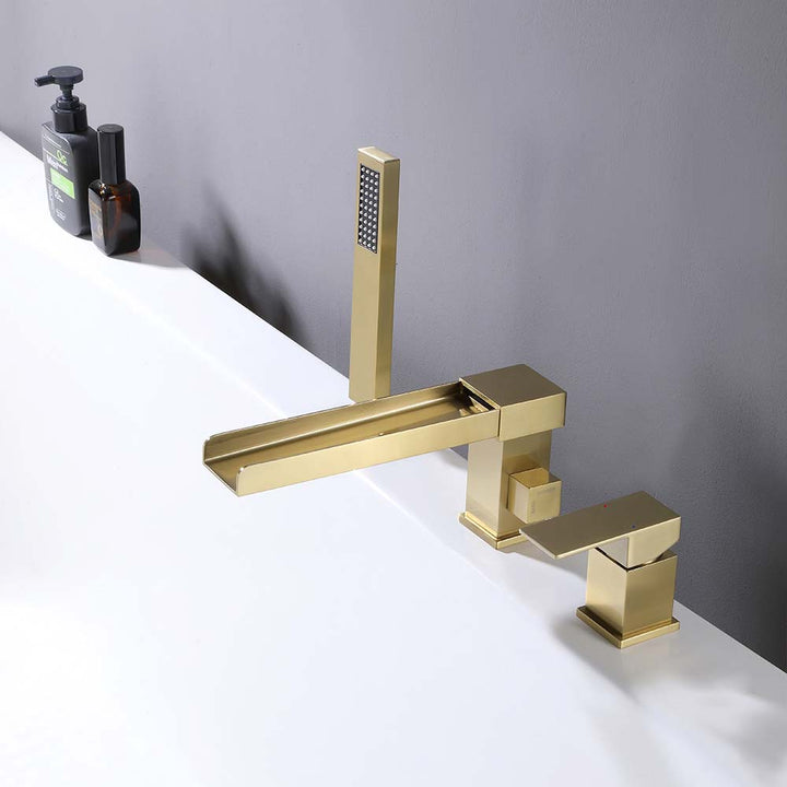 Contemporary brushed gold bathtub faucet