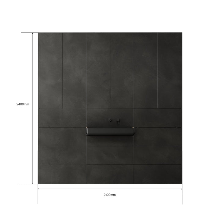 Front dimension diagram of dark gray custom bathroom vanity 2100x2400mm