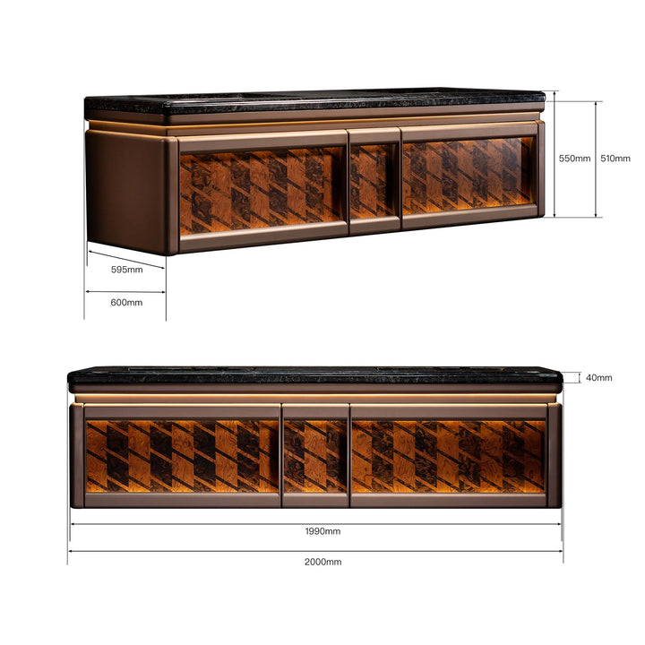 Custom bathroom vanity dark wood design with 2000mm dimensions