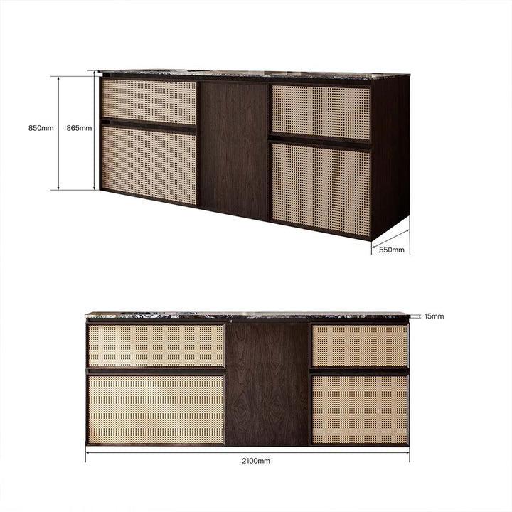 Custom bathroom vanity dimensions 2100mm with walnut wood finish