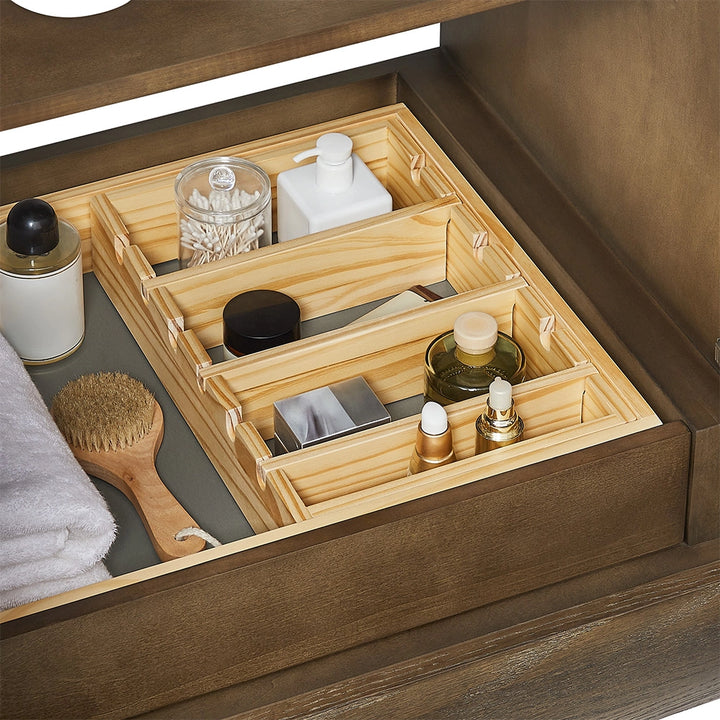 Dark Sienna Brown 36 inch bathroom vanity drawer organizer storage
