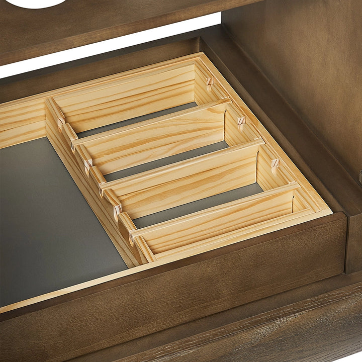 Dark Sienna Brown 36 inch bathroom vanity empty drawer organizer