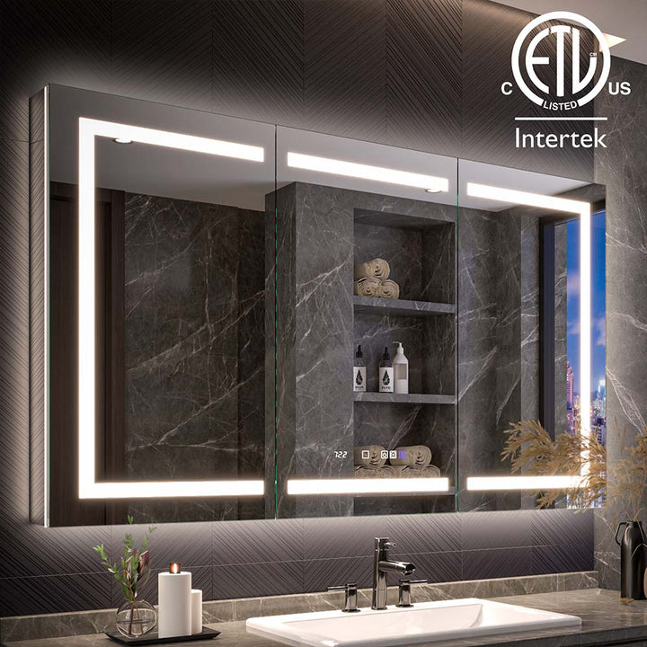 ETL Certified LED Medicine Cabinet with Lighted Mirror