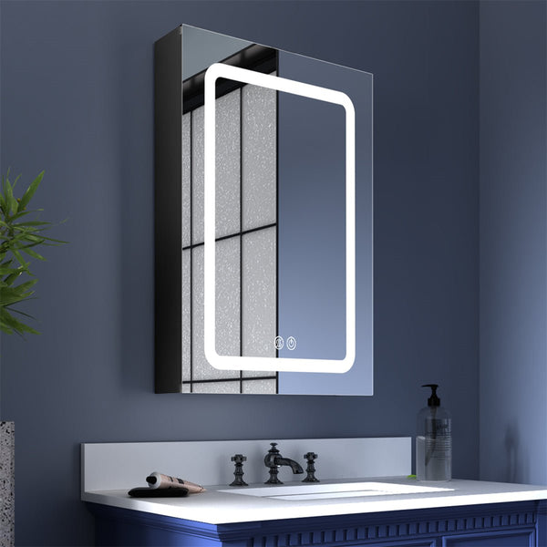 20 in. W x 30 in. H LED Bathroom Medicine Cabinet Surface Mounted Cabinets with Lighted Mirror Right Open