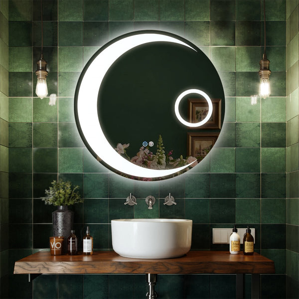 30 Inch Round Bathroom Mirror LED Bathroom Anti-Fog Dimmable