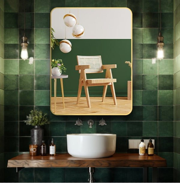 32 " W x 24 " H Gold Bathroom Mirror for Wall Vanity Mirror