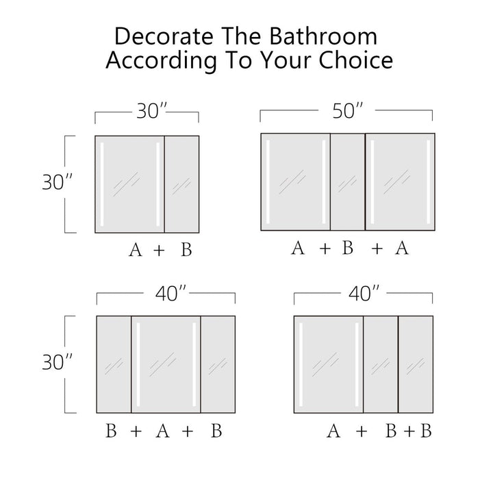 40" W x 30" H LED Bathroom Medicine Cabinet  Double Door Lighted - Modland