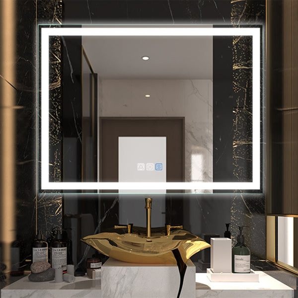 48"W x 36"H LED Large Bathroom Mirror,Tempered Glass,Dimmable,Anti Fog