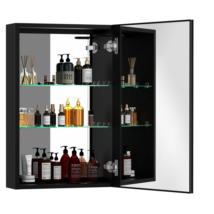 50 in. W x 30 in. H LED Bathroom Black Medicine Cabinet Surface Mount - Modland