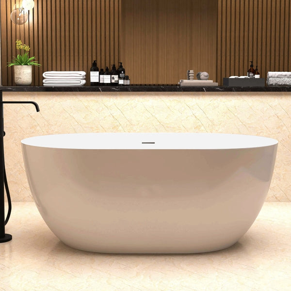 51"x27" Acrylic Adjustable Bathtub with Integrated Slotted Overflow and Chrome Pop-up Drain Anti-clogging Gloss White