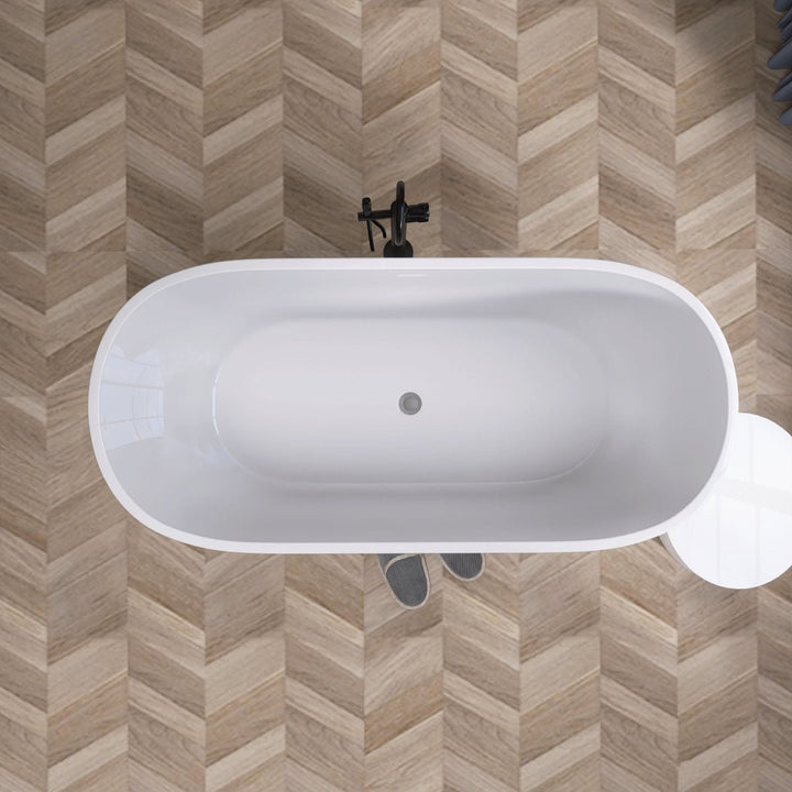 55"x29" Freestanding Black Oval Soaking Tub for Bathroom - Modland