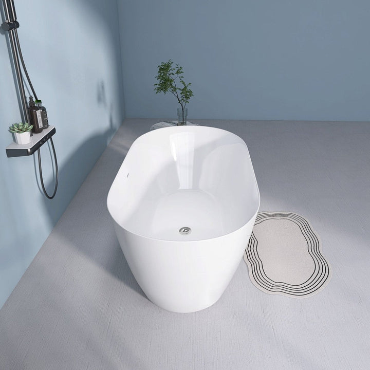 59"x29" Acrylic Bathtub Gloss White Oval Shape Soaking Tub - Modland