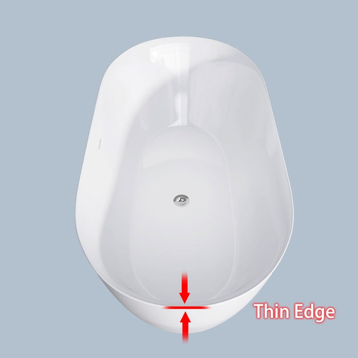 59"x29" Acrylic Bathtub Gloss White Oval Shape Soaking Tub - Modland
