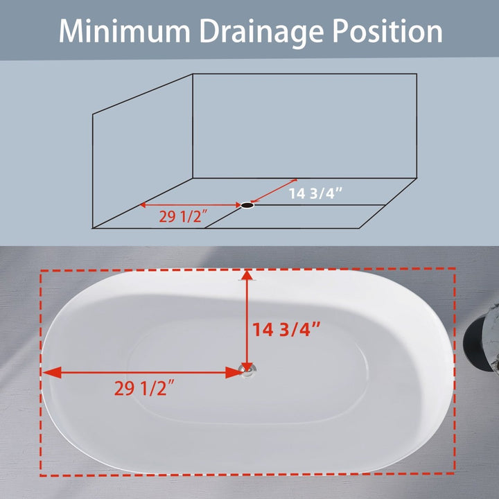 59"x29" Acrylic Bathtub Gloss White Oval Shape Soaking Tub - Modland