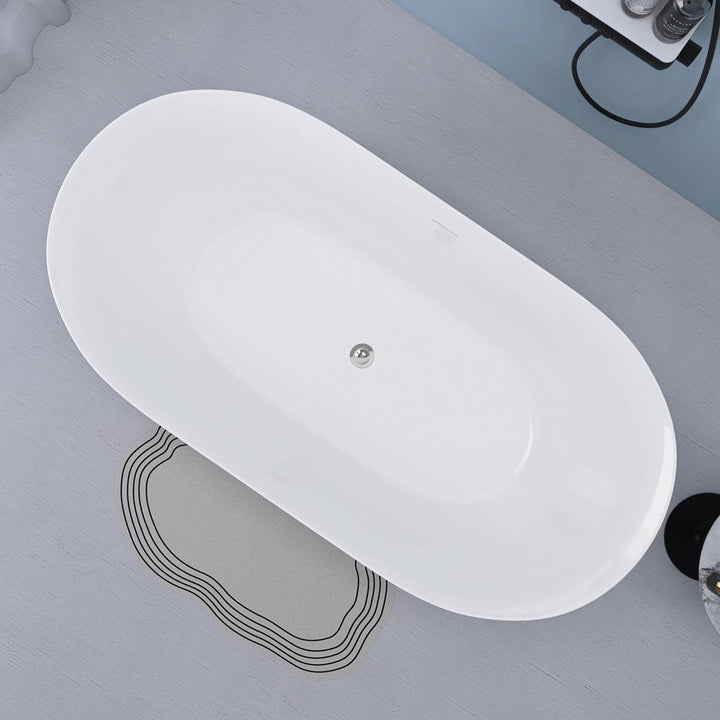 59"x29" Acrylic Bathtub Gloss White Oval Shape Soaking Tub - Modland