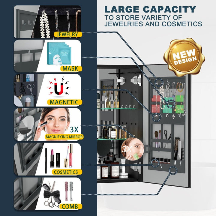 60"  x 30"  LED Bathroom Medicine Cabinet Double Door Lighted - Modland