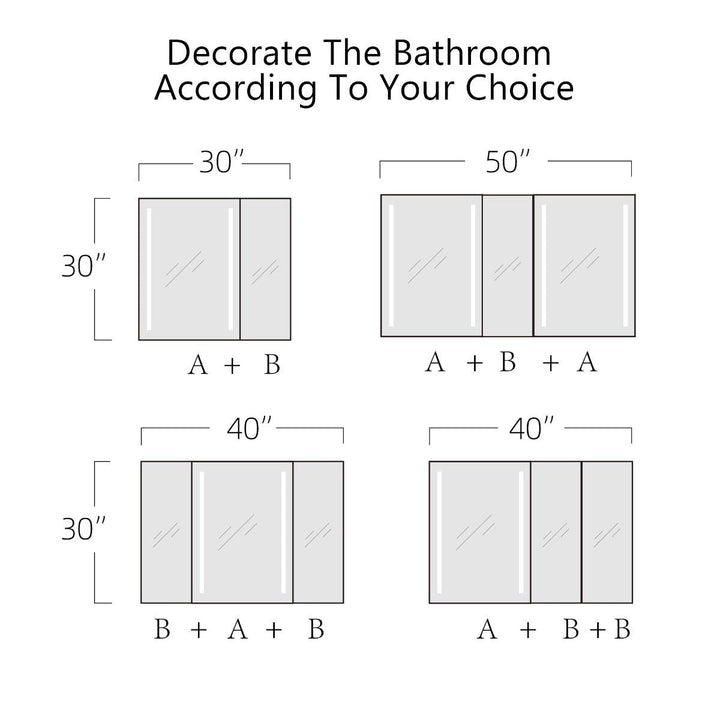 60"  x 30"  LED Bathroom Medicine Cabinet Double Door Lighted - Modland