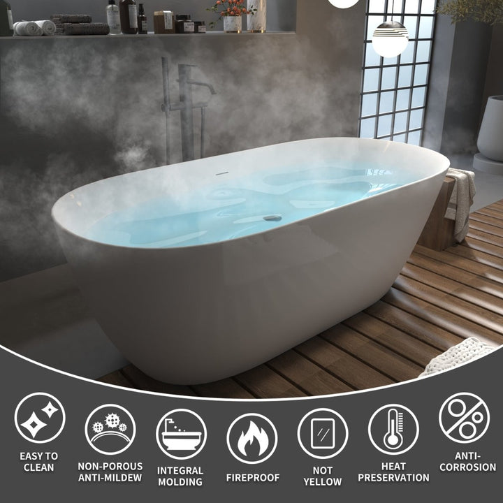 67"x29" Bathtub Acrylic Free Standing Tub Classic Oval Shape Soaking Tub - Modland