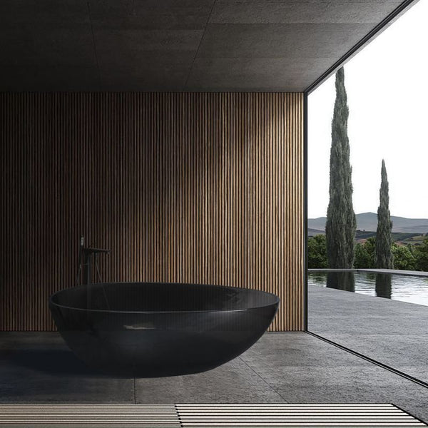 67"x34" inch Translucent Black Artificial Stone Solid Surface Freestanding Bathroom Bathtub