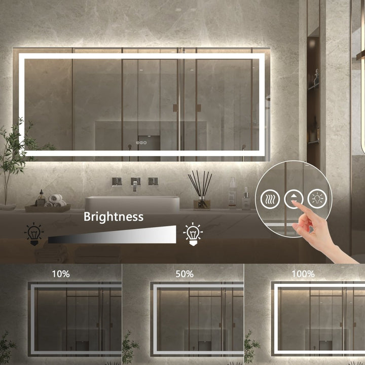 Apex 72" W x 32" H Elegant Bathroom Vanity Mirrors with Integrated LED Lighting - Modland
