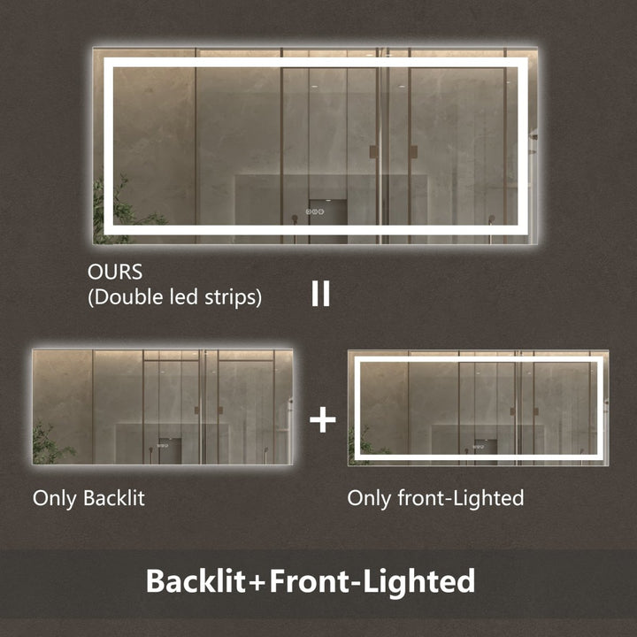 Apex 72" W x 32" H Elegant Bathroom Vanity Mirrors with Integrated LED Lighting - Modland