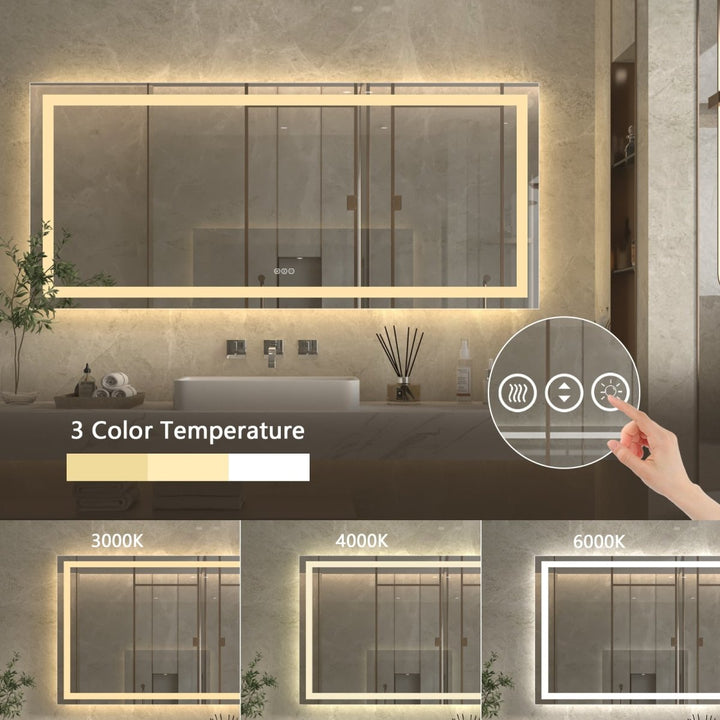Apex 72" W x 32" H Elegant Bathroom Vanity Mirrors with Integrated LED Lighting - Modland