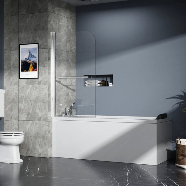 Serenity Bathroom Pivot Tub Glass Door 31"Wx55"H, Panel Bathtub Shower Door Screen,Tempered Glass, Frameless Glass Shower Door with Handle