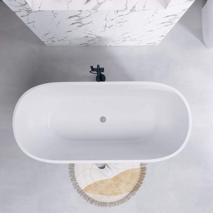 55"x29" Gloss Acrylic Oval Freestanding Soaking Bathtub - Modland